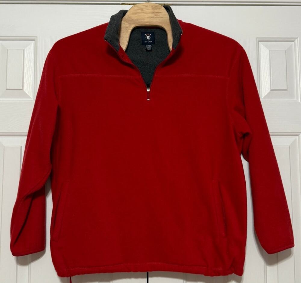 Ivy Crew Men's Quarter Zip Polar Fleece Pullover, Red, Size XL